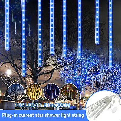 192 LED Lights Meteor Shower Rain Xmas Snowfall Tree String Light Garden Party • $14.69