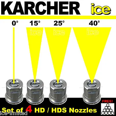 KARCHER Professional Pressure Washer Power Nozzle Spray Jets  0° 15° 25° 40° Set • £47.99