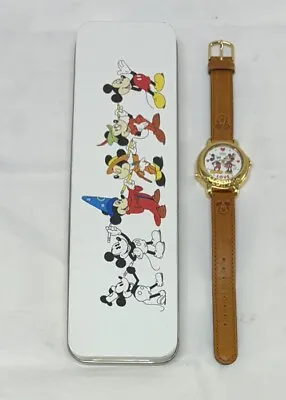 W/ CASE & NEW BATTERY Disney Lorus Mickey & Minnie LOVE Music Watch Leather Band • $49.99