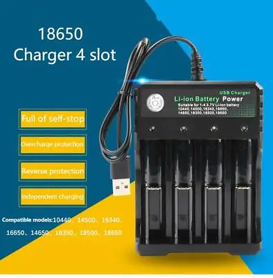 4 Slots USB Intelligent Battery Charger 3.7V 14500 Li-ion Batteries 18500 • £8.19