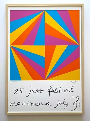 Max Bill Rare Vtg 1991 Serigraph Print Framed   Montreux Jazz   Modernist Poster • $4850