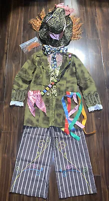 Disney Store Mad Hatter Kid Costume Alice In Wonderland W/hat Eyebrow Size M 7/8 • $90