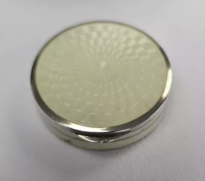 Vintage 935 Silver Mini Yellow Guilloche Enamel Compact Unmarked • $65