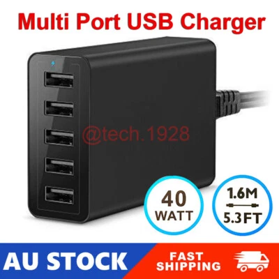 $19.89 • Buy Multi Port USB Charger 5 Ports AC Adapter Travel Wall USB Hub Charging Station