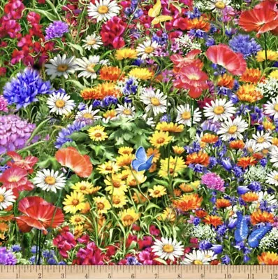 Digital Sweet Summer Floral Fabric Half Yard 45cm X 110cm Cotton 100% • $15