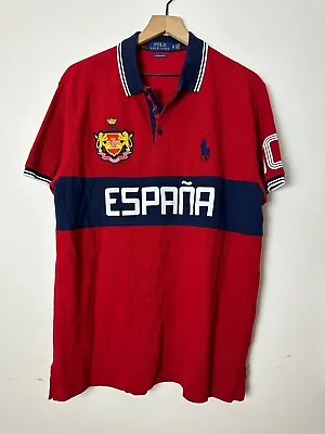 Polo Ralph Lauren España Shirt Mens SZ XL Spain Red Blue Color Block Espana C18 • $20