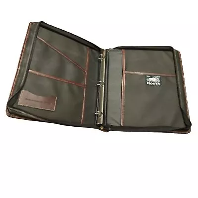 Roots Leather Zipper Vintage Portfolio Padfolio Case Made In Canada Est. 1973 • $50