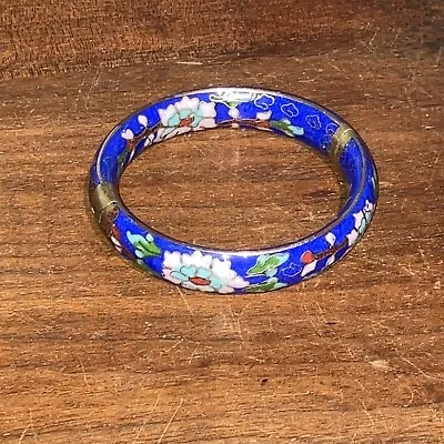 Vintage Cloisonne’ Blue Floral Hinged Bracelet 1/2   • $15