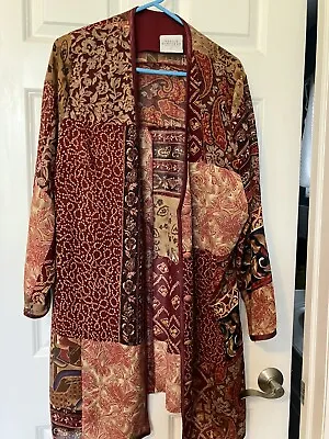 MAGGIE SHEPHERD Australia Couture Patchwork Silk Blend Vintage Tunic Top Size L • $16.89