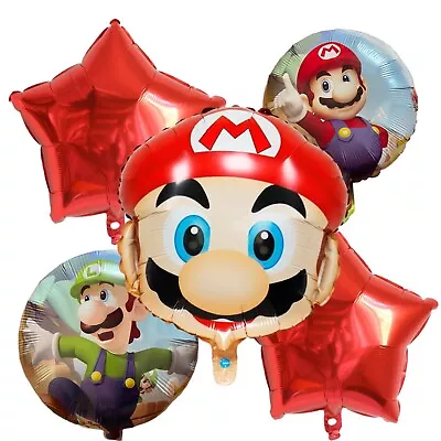 XL SUPER BIG Super Mario Bros 5 Pcs Helium Balloons Birthday Party FAST USA Boy • $10.99