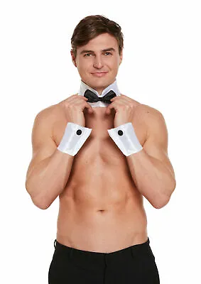 Stripper Set Fancy Dress Male Bow Tie Collar And Cuffs Topless Waiter Butler • £4.45