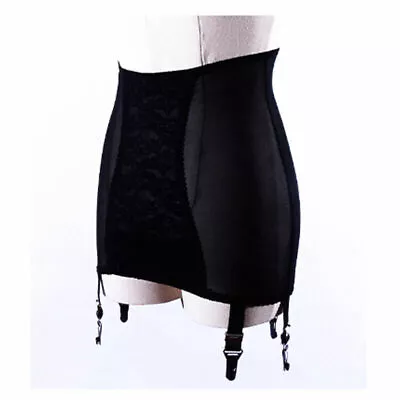 High Waist 6 Straps Pull On Longline Girdle Floral Lace Panel Garter Belt# • £9.99