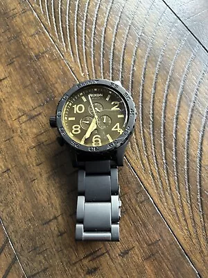 Nixon 51-30 All Black Dial SS Chronograph Quartz Men's Watch A038-1354 • $45