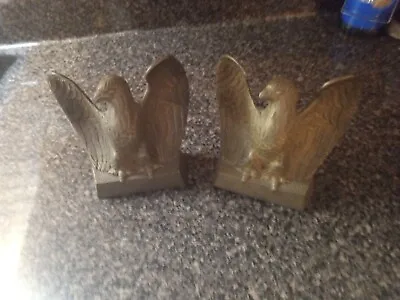 Vintage American Bald Eagle Bookends Cast Brass 6  Tall Set Of 2 • $24.95