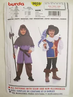 Burda 9659 Boys Musketeer Medieval Renaissance Costume Pattern 4-10 Tunic UC FF • $16