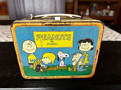 1959 Peanuts Orange Metal Lunchbox;  No Thermos • $30