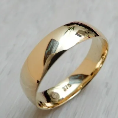 Genuine Solid 9ct Yellow Gold 6mm Wedding Band Ring Custom Handcrafted (9k 375) • $397