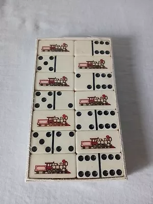 New Vintage Puremco Marblelike White Standard Dominoes Train Locomotive Series • $69.99