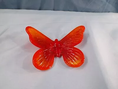 Summit Westmoreland Orange Slag Glass Butterfly Figurine UV Reactive GLOWS #2 • $15.99