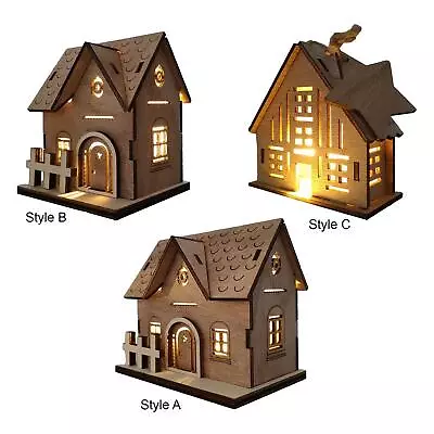 Lighted Christmas Wooden House Xmas Decoration Light Up • £6.58