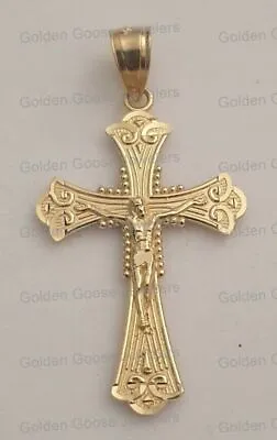 10k Yellow Gold Crucifix Jesus Cross Pendant Charm Religious Vintage Orthodox • $69.99