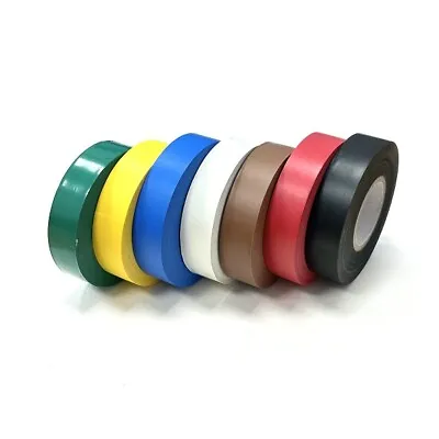 PVC Electrical Insulation Tape 19mm X 33m - Black Red Green Blue White Brown Etc • £3.69