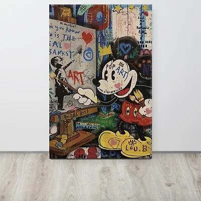 Jisbar Canvas Mickey Mouse Bansky Modern Art Picture Street Graffiti Wall Art • £46.26
