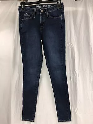 Mossimo Women's 2/R Power Stretch Jeans Mid Rise Skinny Dark Wash Blue Denim • $10.95