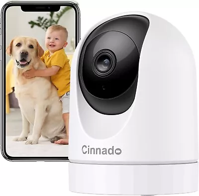 Cinnado WiFi Security Camera Indoor 2K Pet Camera House Security Baby Monitor • £9.90