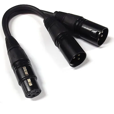 £7.68 • Buy 3-Pin XLR Female Jack To Dual 2 Male Plug Y Splitter Mic DJ Cable Adaptor 16 AWG