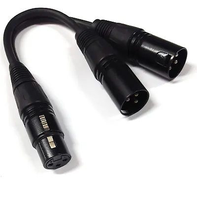 3-Pin XLR Female Jack To Dual 2 Male Plug Y Splitter Mic DJ Cable Adaptor 16 AWG • $7.99