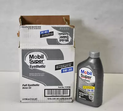 Lot Of 6 Mobil Super Full Synthetic Motor Oil 1qt Containers 5W-30 Long Life • $49.99