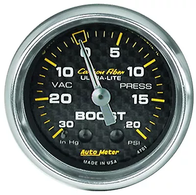 Auto Meter 4701 Carbon Fiber 2 1/16  Mechanical Boost / Vacuum Gauge 20 Psi • $103.07