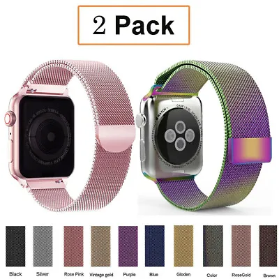 $16.99 • Buy 2 Pack Magnetic Milanese Loop Wristwatch Strap For Apple Watch Series SE 6 5 4 