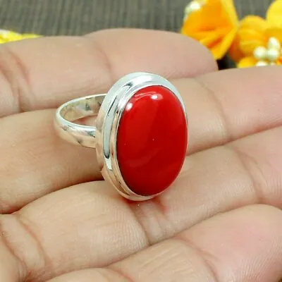 Red Coral 925 Sterling Silver Handmade Ring Mother's Day Jewelry All Size SS-720 • $12.03