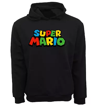 Super Mario Unisex Adult Black Hoodie Pullover • $26.50