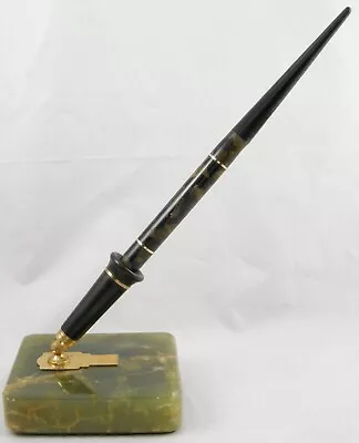 Conklin Endura Black & Bronze Marble Fountain Pen Desk Set - 14kt Nib - 1930s • $88