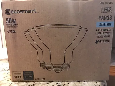 EcoSmart Flood LED Light Bulb 90 Watt Equivalent PAR38 Indoor Outdoor 4 Pack Set • $10