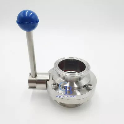 3/4  Sanitary Butterfly Valve SS304 Clamp OD 50.5mm Silicone Sealing • $20