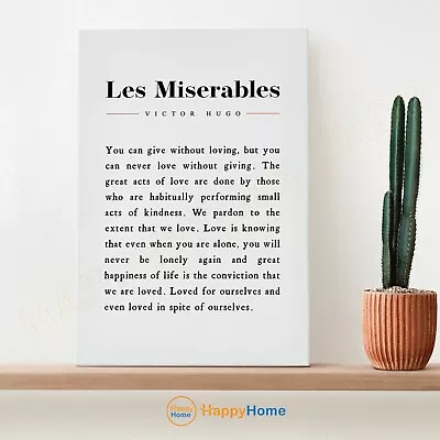 Victor Hugo Les Miserables Quote Wall Art Literary Book Page Prints Art -P904 • $215.60