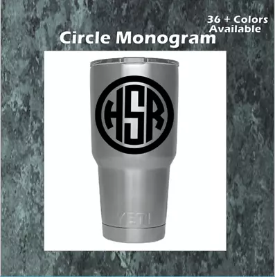 Monogram Vinyl Decal For Your  Tumblers Ramblers Cups Circle Monogram 2  • $2.45