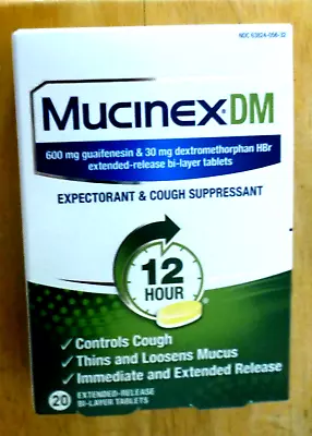 Mucinex DM 12HR Expectorant & Cough Suppressant 20 Bi-Layer Tablets • $12.65