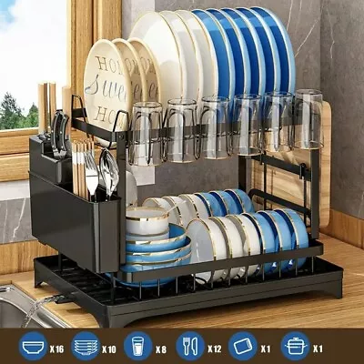 2 Tier Over The Sink Dish Drying Rack Dish Rack Above Kitchen Shelf Dish Drainer • $34.07