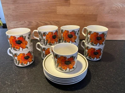£11.99 • Buy J G Meakin Poppy Vintage Mugs X8 And Saucers X5