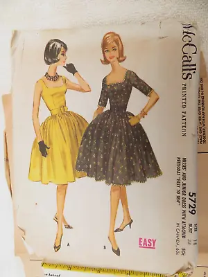 Vintage McCall's UNCUT Sew Pattern  Size 18 #5729 Dated 1960 Dress W/ Petticoat • $20