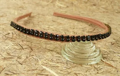 New J. Crew Double Row Faceted Crystal Headband Black Dusty Rose 1/4 W • $26.50