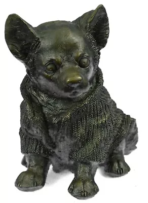 Bronze Metal Chihuahua Dog Sculpture Figurine Lost Wax Figurine Figure Original • $209.65