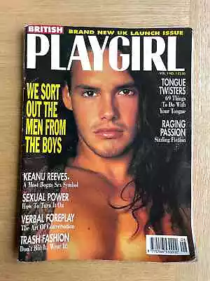 BRITISH PLAYGIRL MAGAZINE UK FIRST EDITION 1992 Vol.1 Issue 1 RARE Keanu Reeves • £10