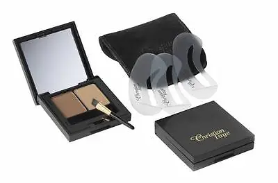 £25.95 • Buy CHRISTIAN FAYE Eyebrow Make Up DUO Set,  With Stencils And Brush -DEEP BLOND