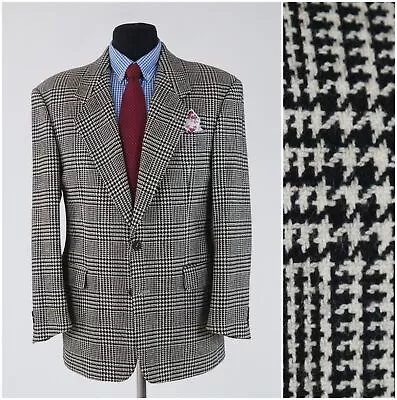 Mens Vintage HUGO BOSS Sport Coat 40S US Size Plaid Grey Wool Blazer Jacket • $149.99